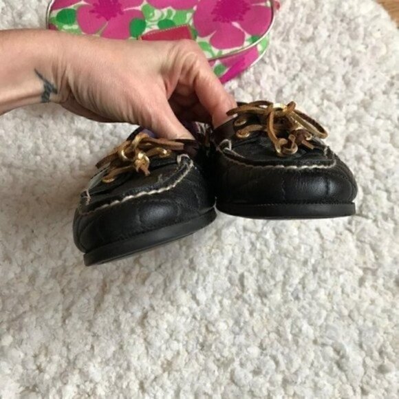 Sperry: Audrey Black/Gold Quilted  Loafers Sz 6.5 - Picture 6 of 8
